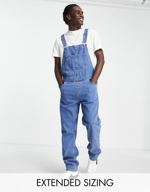 ASOS DESIGN denim overalls in mid wash blue | ASOS