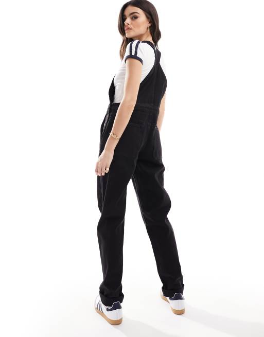 ASOS DESIGN denim overalls in washed black, 4 of 4