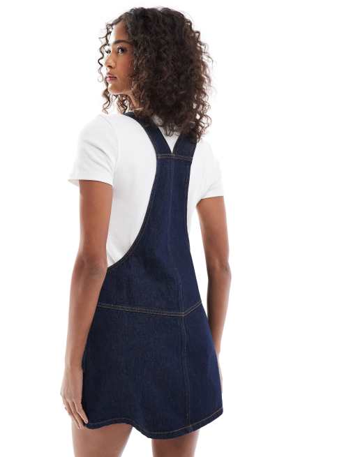 asos denim overall dress ASOS DESIGN denim overalls micro mini dress in bleach