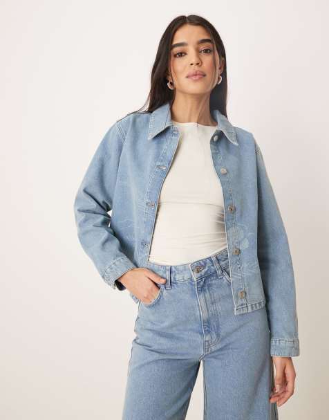ASOS DESIGN - Denim overhemd met wilde bloemen laser design - view 1