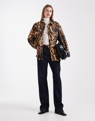 Asos Design Denim Overshirt In Multi