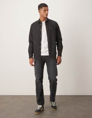 Asos Design Denim Overshirt In Black