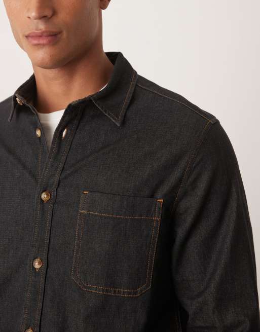 ASOS DESIGN denim overshirt in black | ASOS