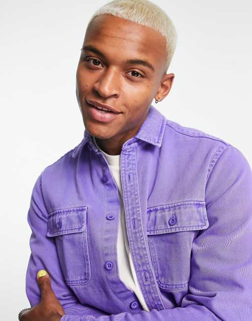 ASOS Denim Jacket In Washed Purple for Men