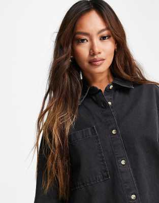 denim black shirt dress