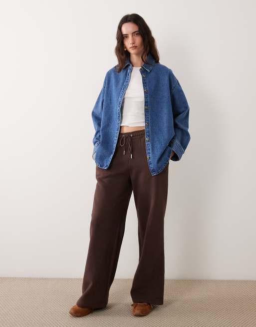 ASOS DESIGN denim oversized shirt in mid blue, 3 of 4