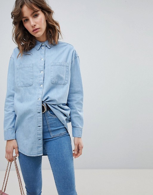 oversized shirt in midwash blue