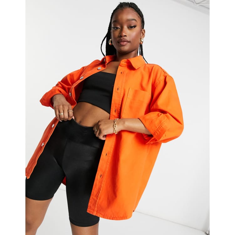 ASOS DESIGN denim oversized shirt in orange co ord ASOS