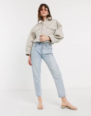 stone cropped denim jacket