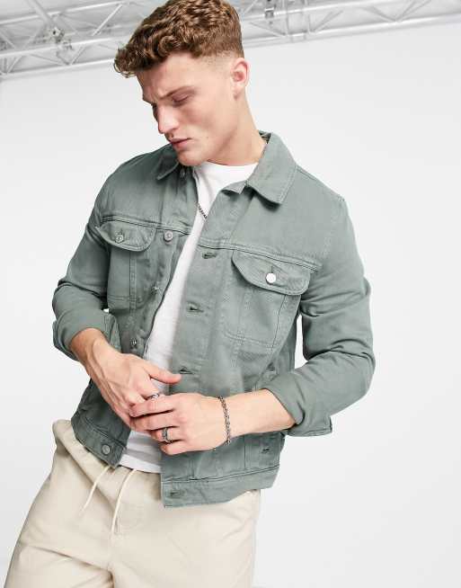 ASOS DESIGN oversized denim western jacket in green