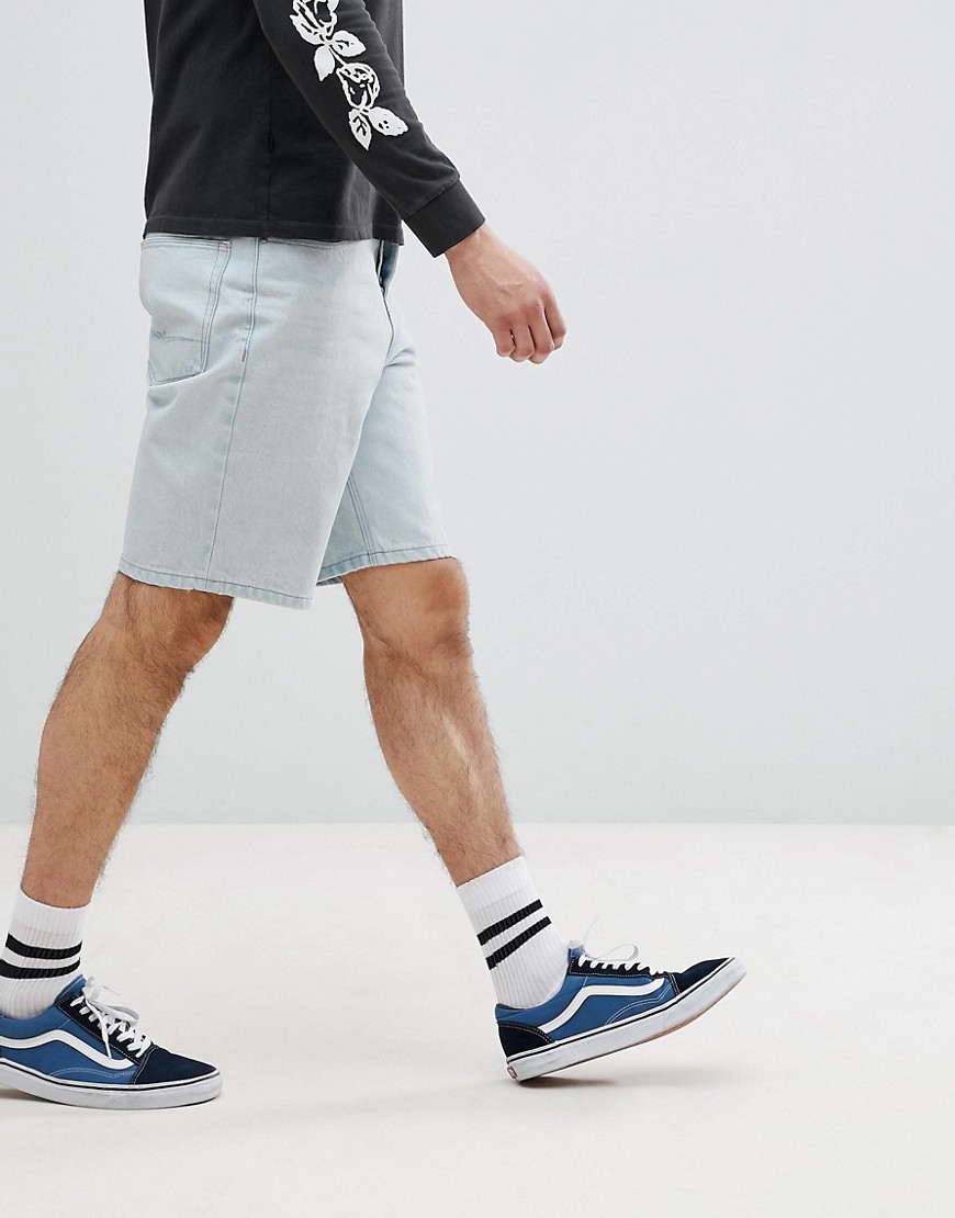 ASOS DESIGN Denim - Pantaloncini di jeans stile skater blu lavaggio chiaro