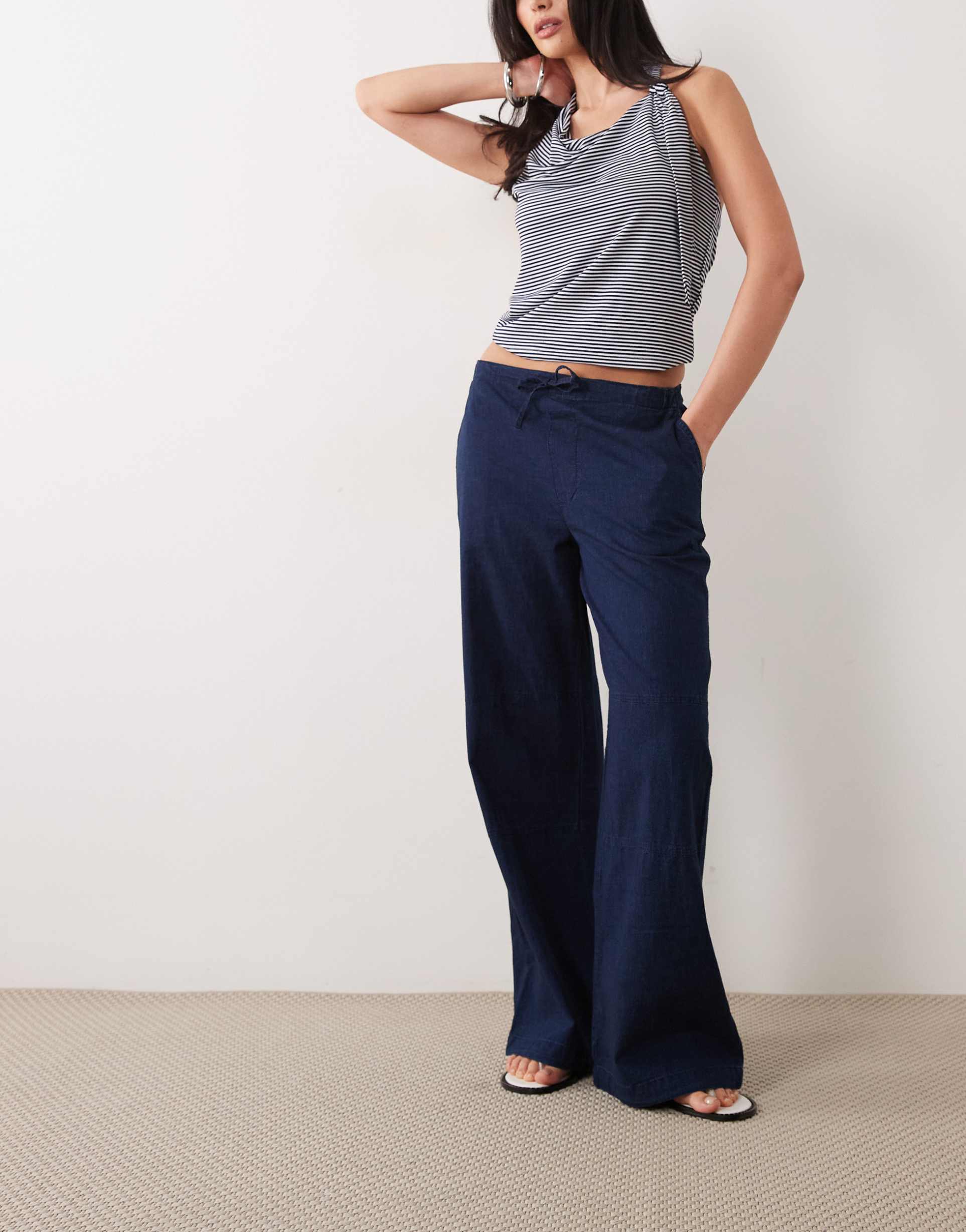 asos design denim parachute pants in indigo