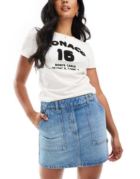 ASOS DESIGN denim pelment skirt with pockets - view 1