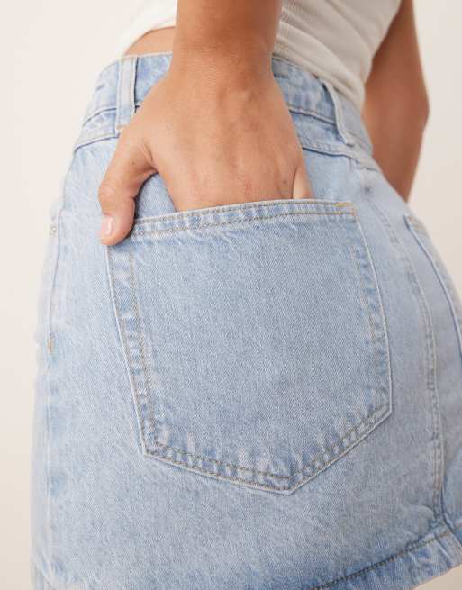 ASOS DESIGN denim pelmet skirt in lightwash - part of a set, 2 of 5