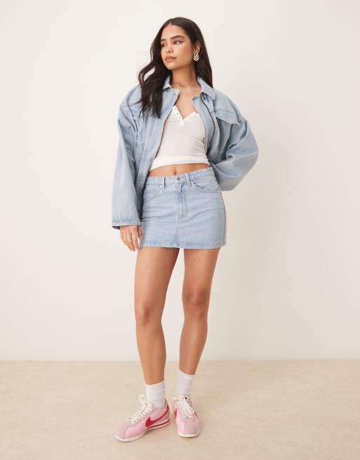 ASOS DESIGN denim pelmet skirt in lightwash - part of a set, 3 of 5
