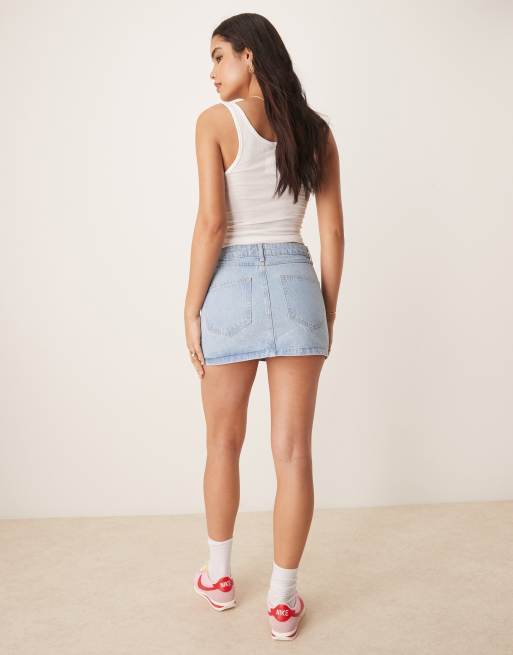 ASOS DESIGN denim pelmet skirt in lightwash - part of a set, 4 of 5