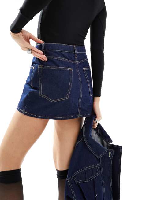 ASOS DESIGN denim pelmet skirt in rinse wash co-ord, 4 of 5