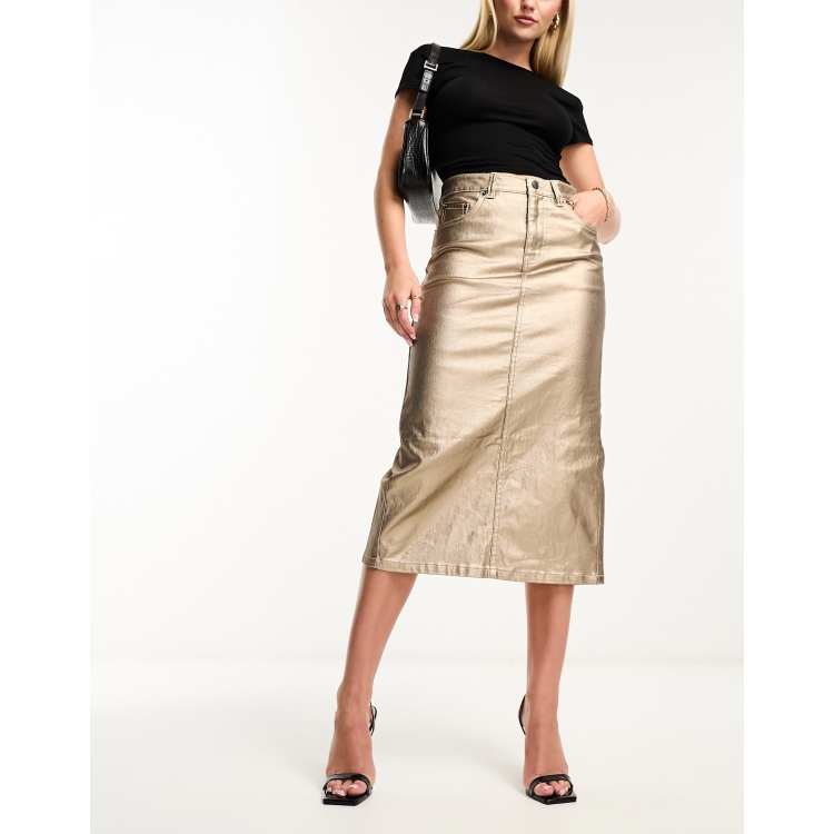 Womens metallic shop pencil skirt