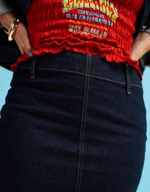 ASOS DESIGN denim pencil skirt in rinse part of a set ASOS