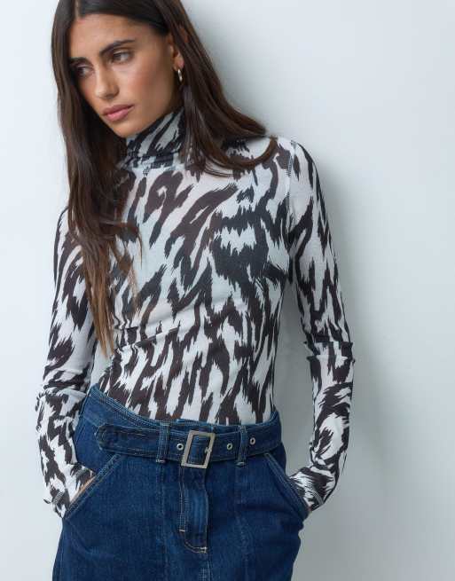 ASOS DESIGN denim pencilnederdel med bælte fra 90'erne i mellemblå, 4 af 5