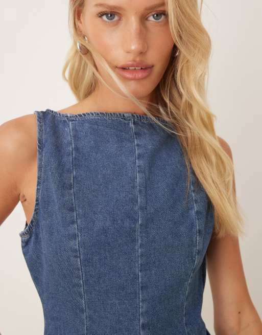 ASOS DESIGN denim peplum top