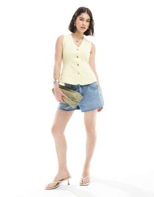 Asos Design Denim Peplum Vest