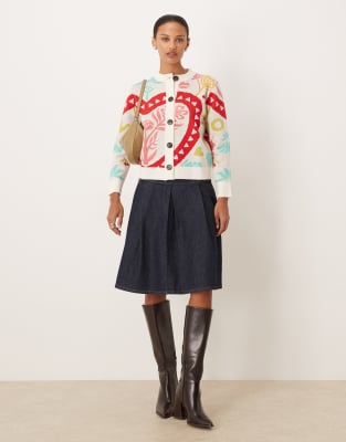 Asos Design Denim Pleated Midi Skirt In Blue