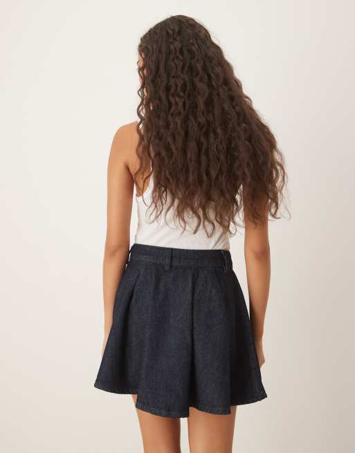 ASOS DESIGN denim pleated mini skirt in rinse - part of a set, 4 of 5
