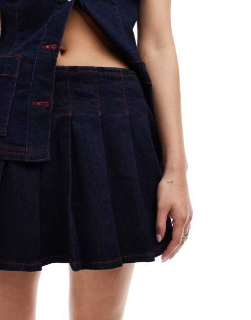 Navy blue pleated skirt asos best sale