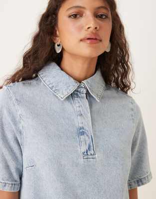 Asos Design Denim Polo Mini Dress