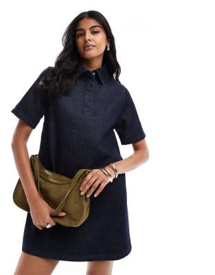 Asos Design Denim Polo Mini Dress