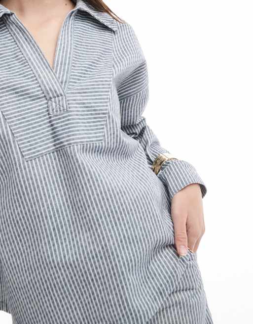 ASOS DESIGN - Denim polotop met strepen in marineblauw, 3 van 4