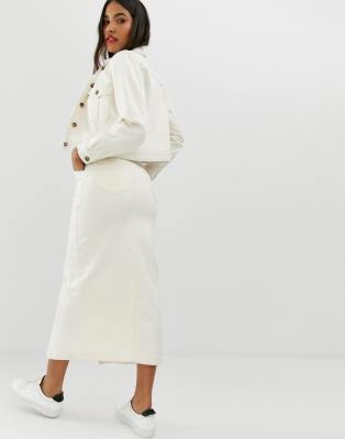 white midi jean skirt
