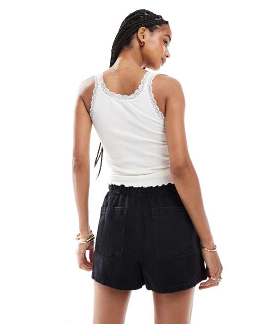 ASOS DESIGN denim pull on short in wash black, 4 of 5