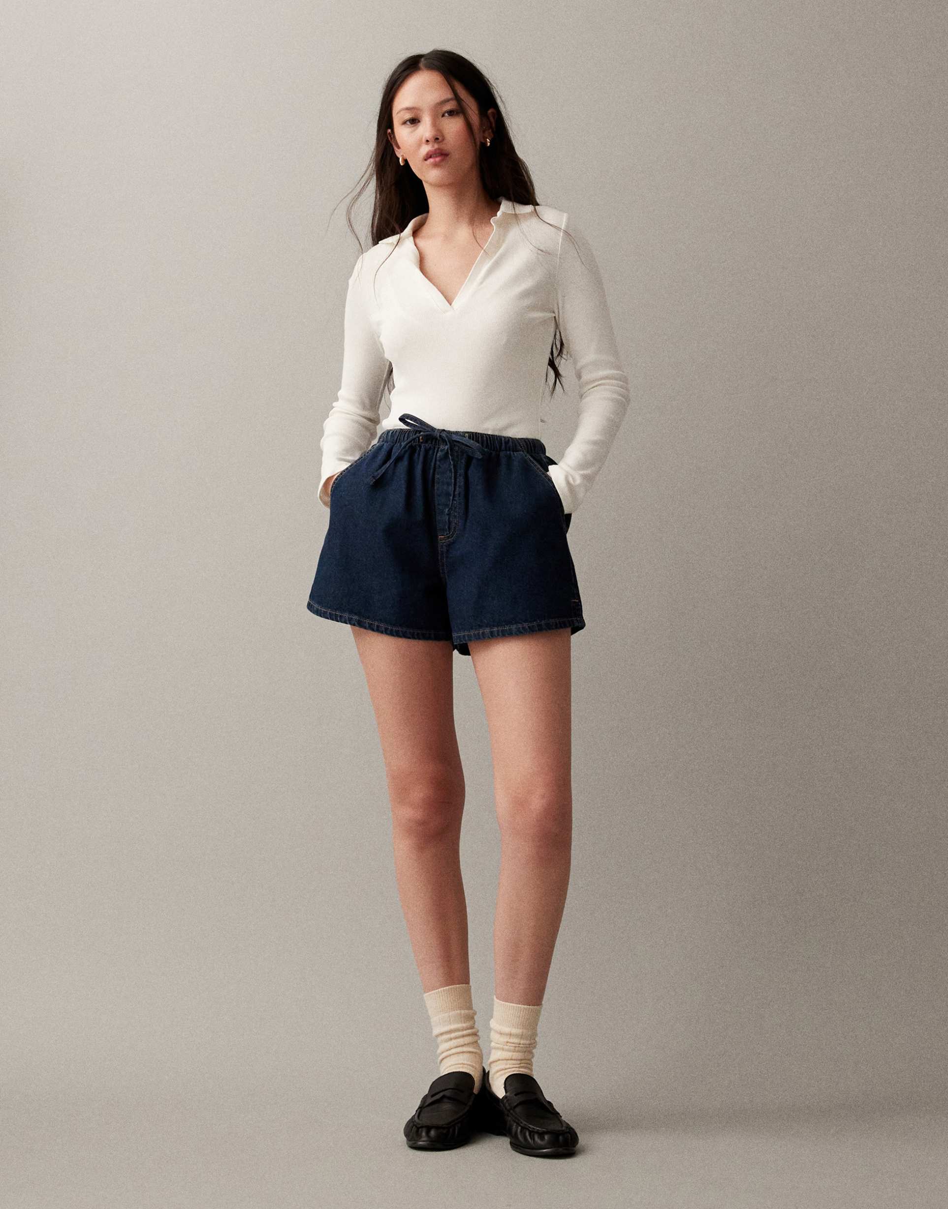 asos design denim pull on shorts in rinse