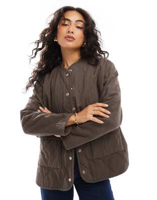 Yasfipura Ls Quilted Jacket Chocolate Brown
