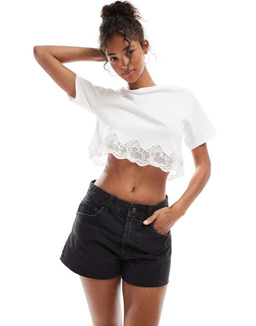 ASOS DESIGN denim relaxed short in wash black