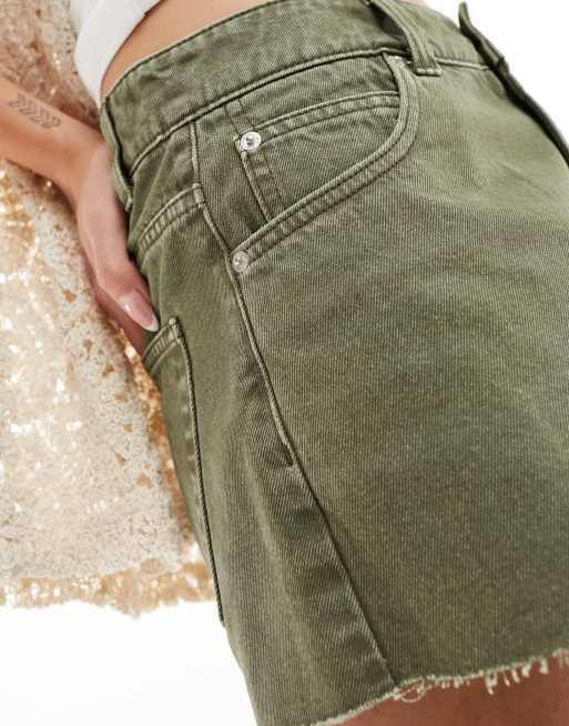 ASOS DESIGN denim relaxed shorts in khaki
