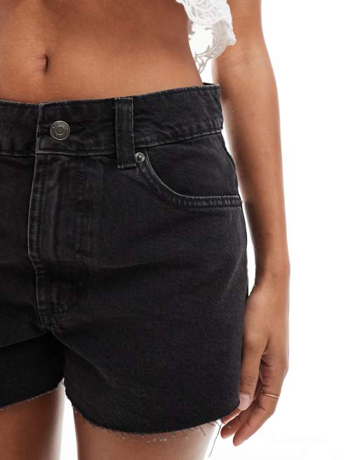 ASOS DESIGN denim relaxed short in wash black