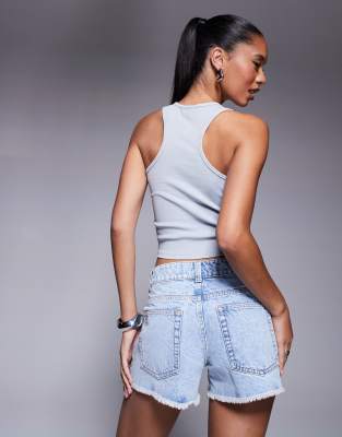 Asos Design Denim Relaxed Shorts With Rips