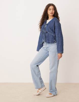 Asos Design Denim Reversible Quilted Jacket