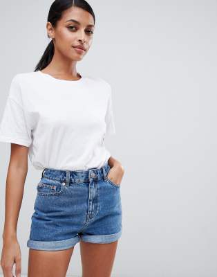 ASOS DESIGN denim Ritson mom shorts in blue | ASOS