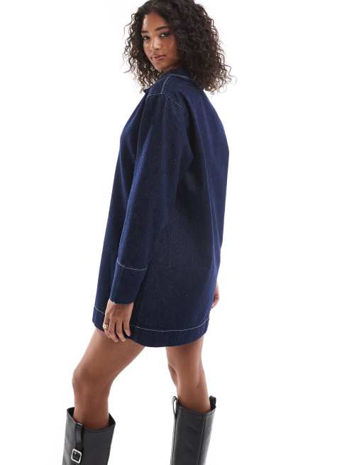 ASOS DESIGN denim rugby dress in indigo, 3 of 4