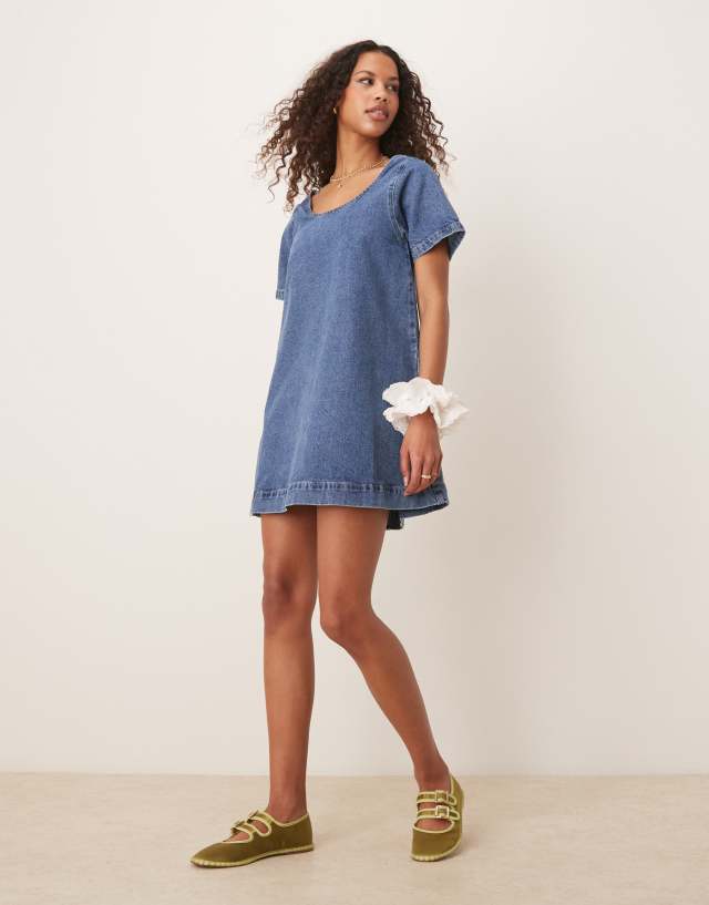 ASOS Design - Denim Mini Dress - Women - Cotton - 0 US
