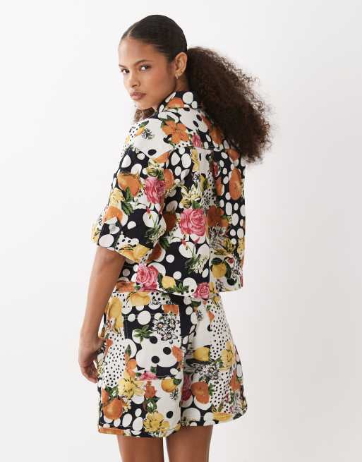 ASOS DESIGN denim seam front short co-ord in print, 4 of 5
