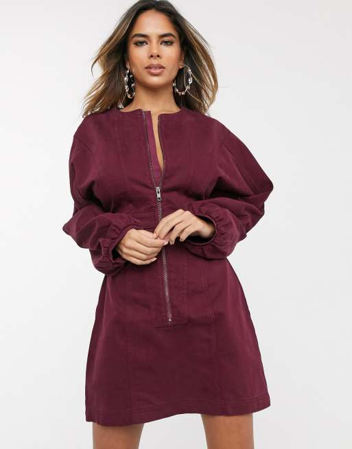 Burgundy 2025 denim dress