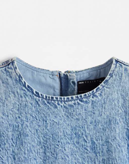 ASOS DESIGN Denim-Set mit Schulterpolstern und ohne Ärmel in hellem Mittelblau, 8 von 8