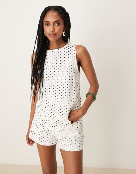 ASOS DESIGN denim shell top co-ord in spot print - view 1