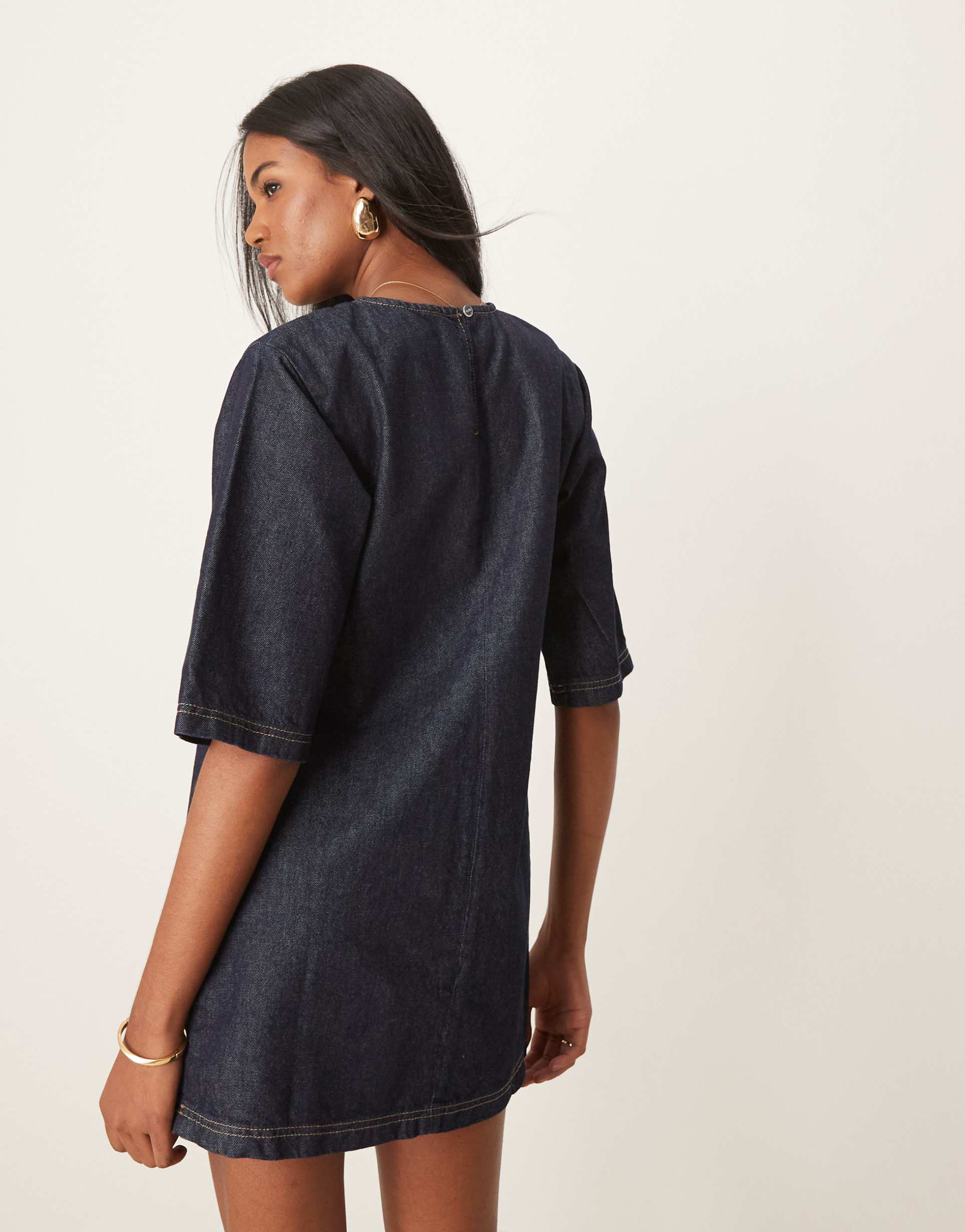 asos design denim shift dress in indigo