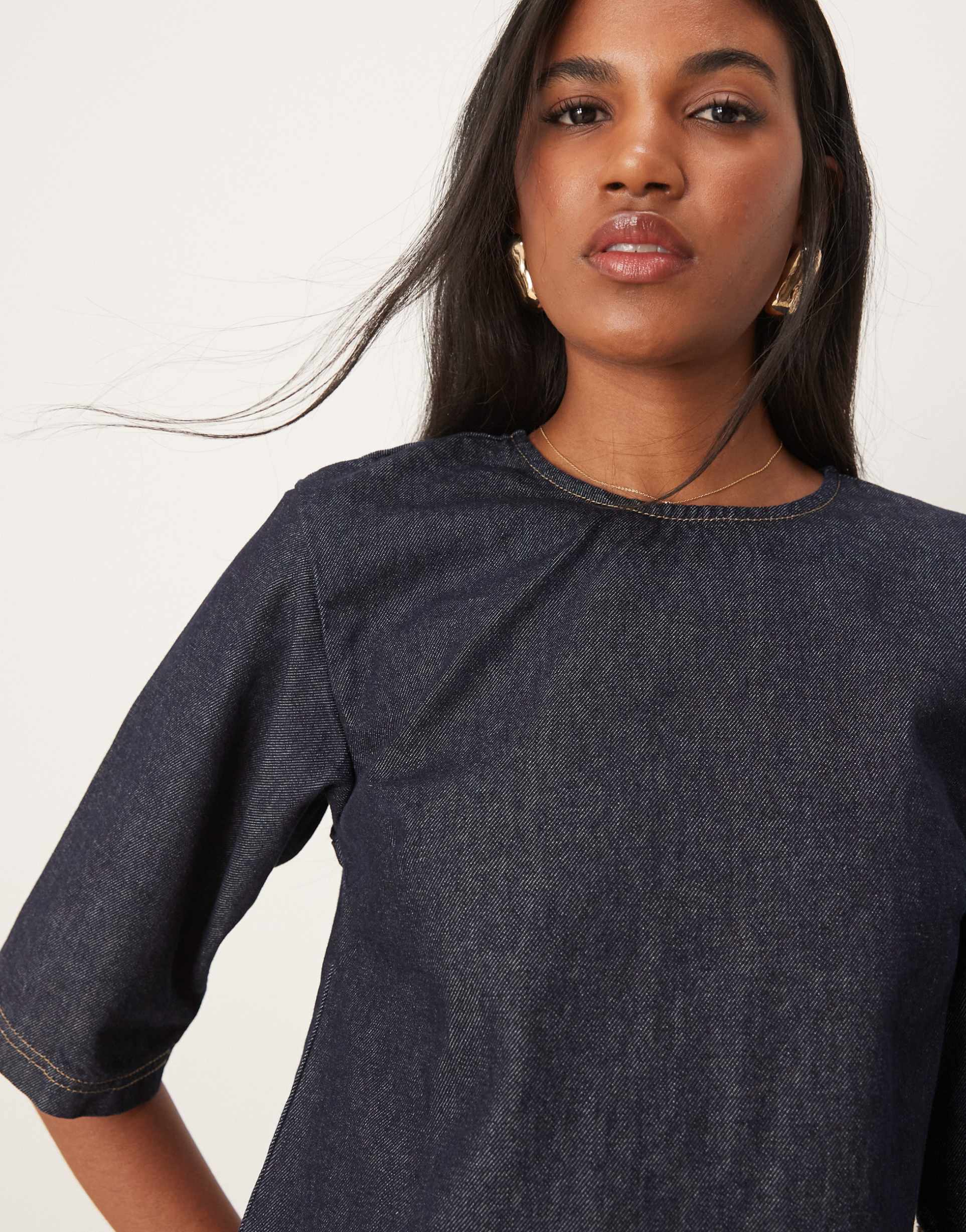 asos design denim shift dress in indigo